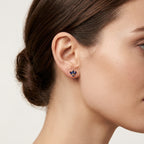 Peacock Blue Sapphire Earring worn by model - Vicenza Miami