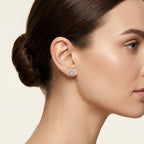 Halo Heart Diamond Earring worn by model - Vicenza Miami