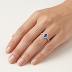Graceful Diamond & Sapphire Ring worn by model - Vicenza Miami
