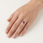 Pear Shaped Ruby Diamond Bypass Ring worn by model - Vicenza Miami