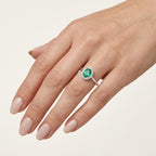 Exquisite Diamond & Emerald Ring worn by model - Vicenza Miami