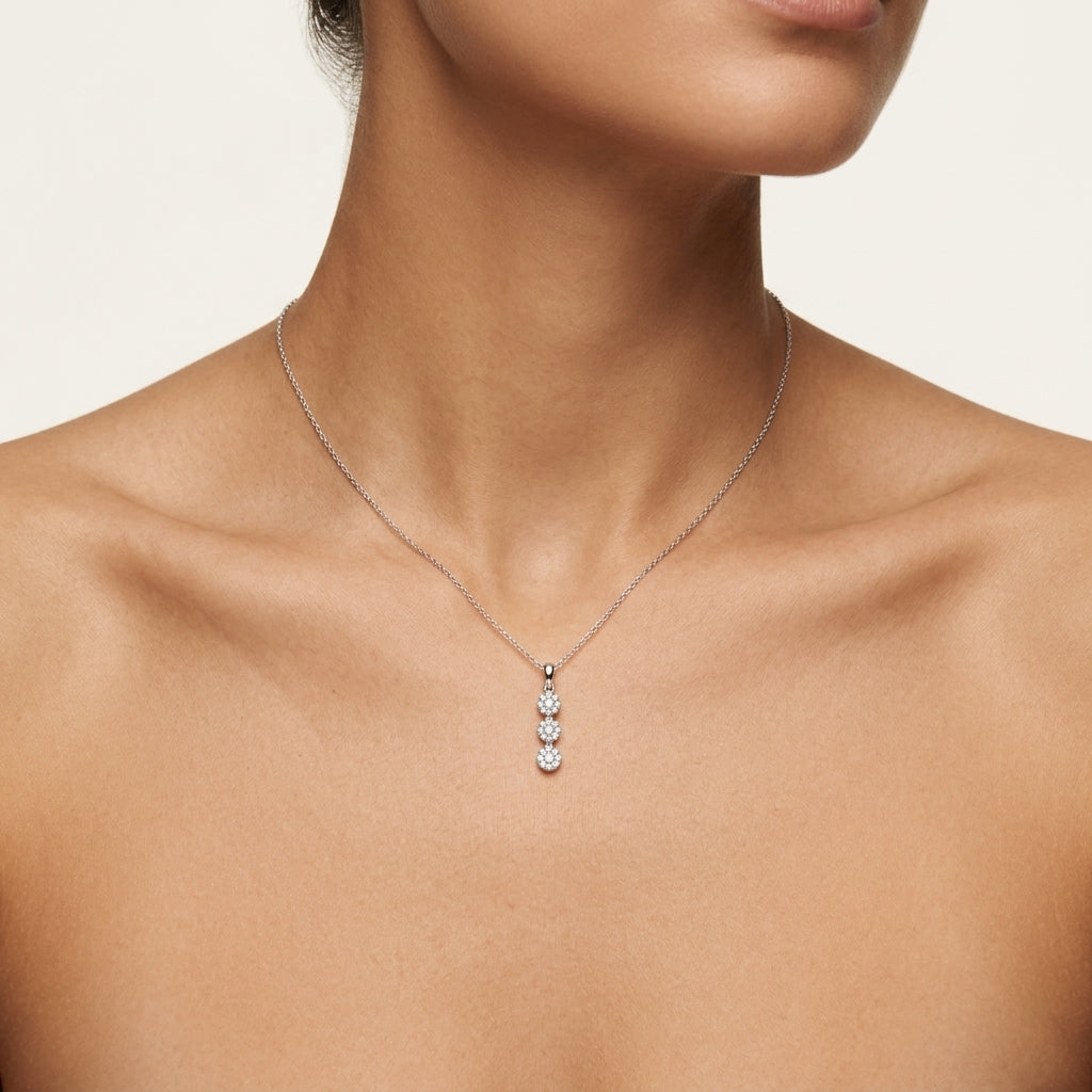 Timeless Diamond Pendant worn by model - Vicenza Miami