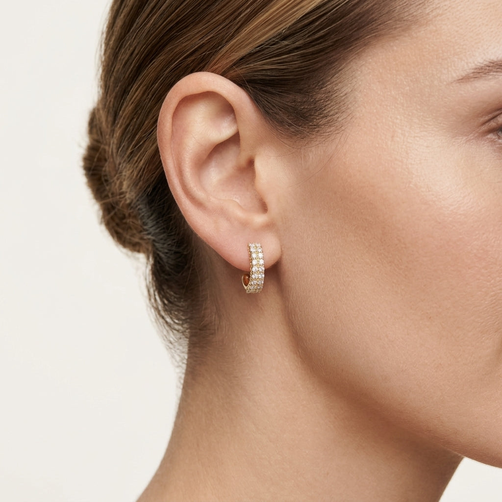 Opulent Diamond Half-Hoop Earring worn by model - Vicenza Miami