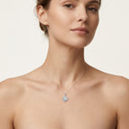 Lustrous Diamond Pendant worn by model - Vicenza Miami