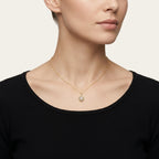 Precious Diamond Pendant Yellow Gold Diamond worn by model - Vicenza Miami