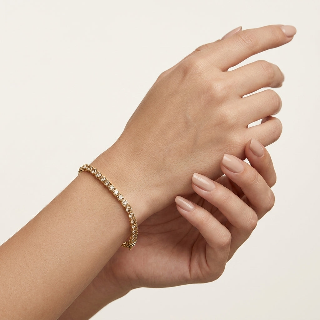 Classic Diamond Tennis Bracelet worn by model - Vicenza Miami