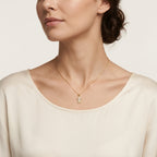 Sublime Diamond Pendant Yellow Gold Diamond worn by model - Vicenza Miami