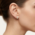 Gilded Teardrop Diamond Earring worn by model - Vicenza Miami