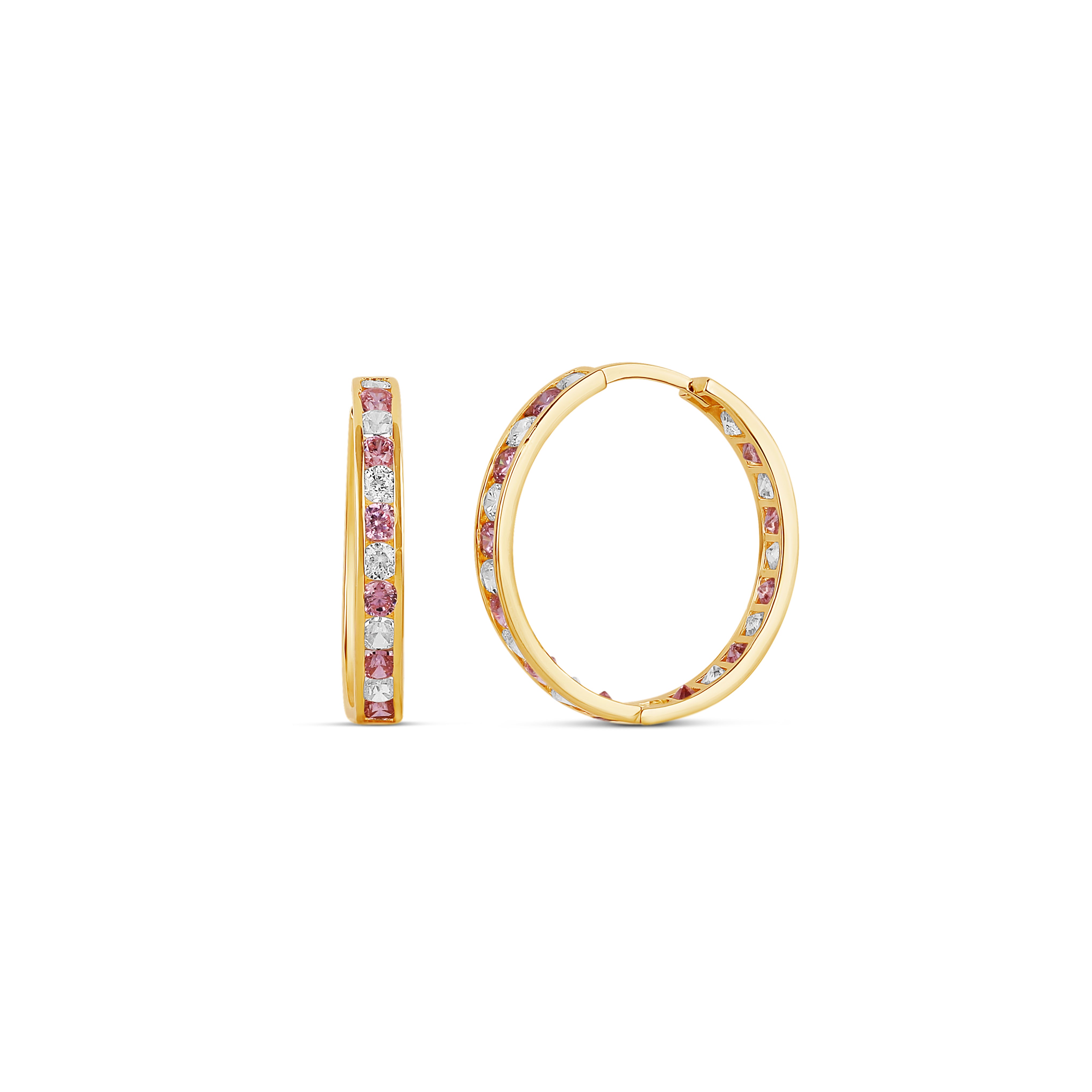 Sparkling Pink Sapphire Huggies